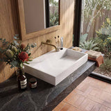 Lukka Crete Rectangle Solid Surface Stone Wall Hung/ Above Counter Basin 600x460x130mm - Matt White