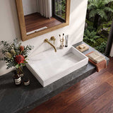 Lukka Crete Rectangle Solid Surface Stone Wall Hung/ Above Counter Basin 600x460x130mm - Matt White