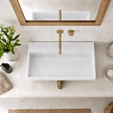 Lukka Crete Rectangle Solid Surface Stone Wall Hung/ Above Counter Basin 600x460x130mm - Matt White