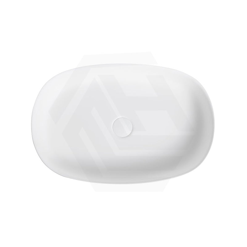 Lukka Ellips 600x400x130mm Matt White Oval Solid Surface Above Counter Basin