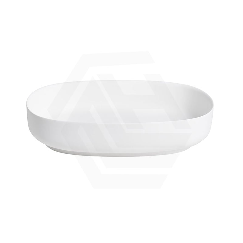Lukka Ellips 600x400x130mm Matt White Oval Solid Surface Above Counter Basin