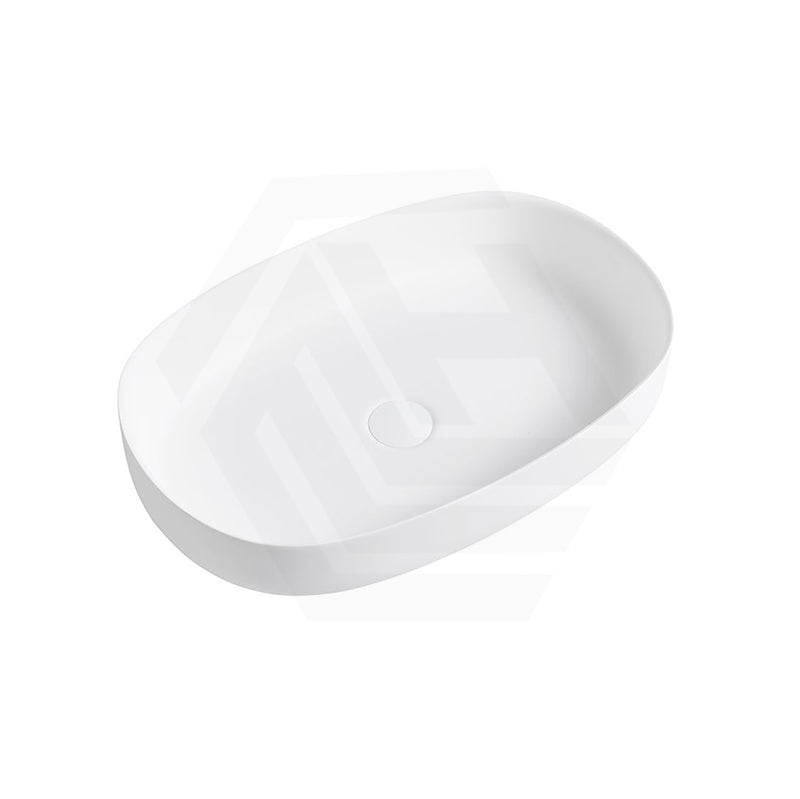 Lukka Ellips 600x400x130mm Matt White Oval Solid Surface Above Counter Basin
