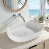 Lukka Ellips Oval Solid Surface Above Counter Basin 600x400x130mm - Matt White