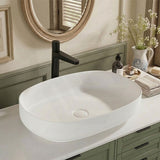 Lukka Ellips Oval Solid Surface Above Counter Basin 600x400x130mm - Matt White