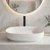 Lukka Ellips Oval Solid Surface Above Counter Basin 600x400x130mm - Matt White