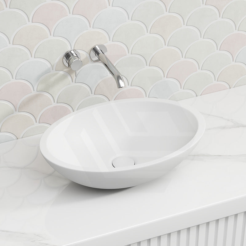 Lukka Kirra Solid Surface Stone Above Counter Basin 500/528/580mm - Matt White
