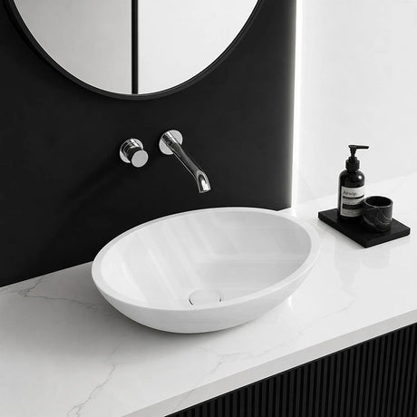 Lukka Kirra Solid Surface Stone Above Counter Basin 500/528/580mm - Matt White