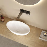 500/528/580mm Lukka Kirra Matt White Solid Surface Stone Above Counter Basin