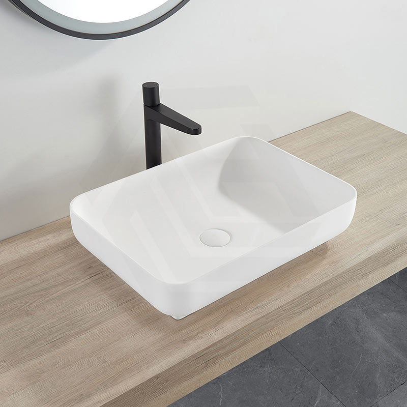 Lukka Kliff Rectangle Solid Surface Above Counter Basin 550x400x130mm - Matt White