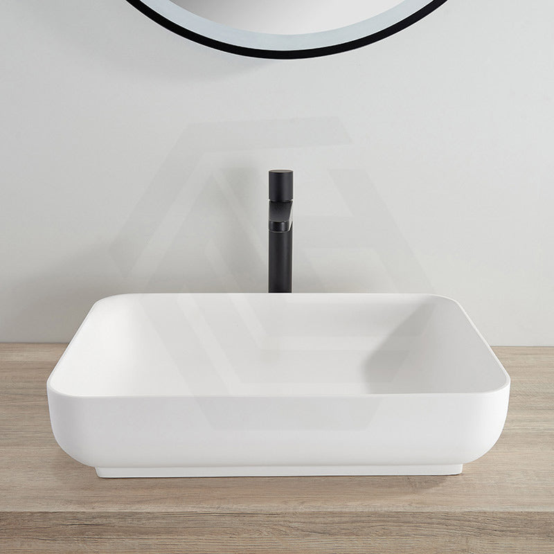 Lukka Kliff Rectangle Solid Surface Above Counter Basin 550x400x130mm - Matt White