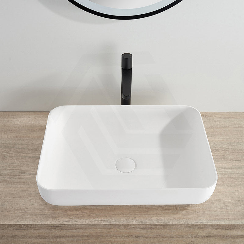 Lukka Kliff Rectangle Solid Surface Above Counter Basin 550x400x130mm - Matt White