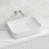 Lukka Kliff Rectangle Solid Surface Above Counter Basin 550x400x130mm - Matt White