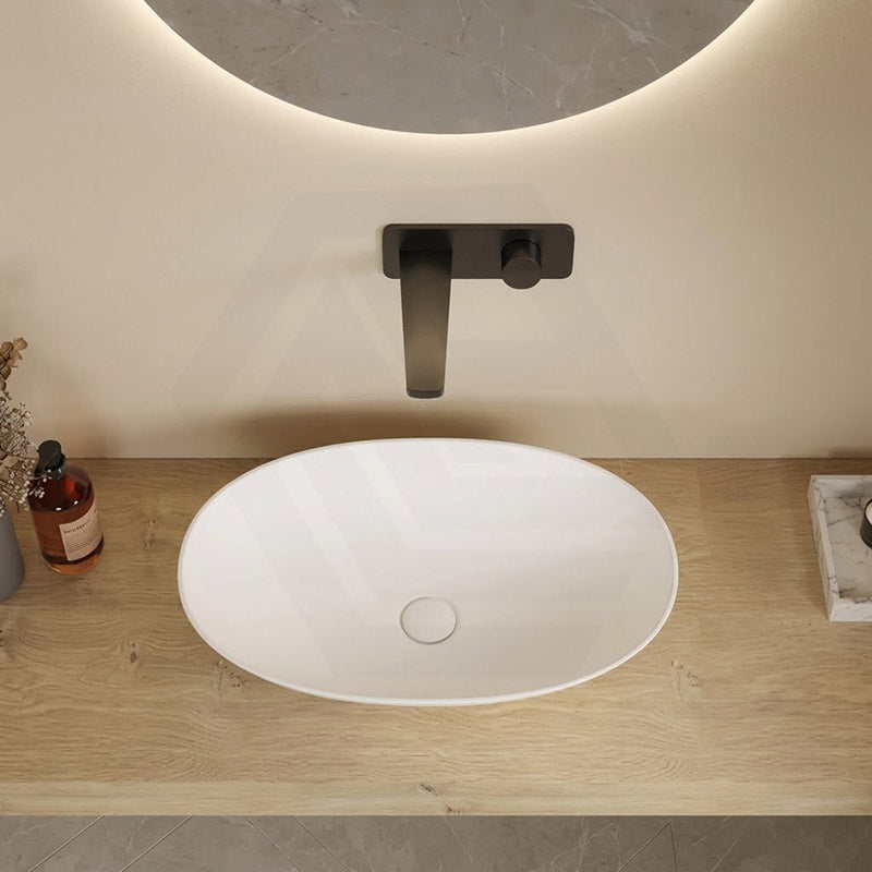 500/528/580mm Lukka Kirra Matt White Solid Surface Stone Above Counter Basin