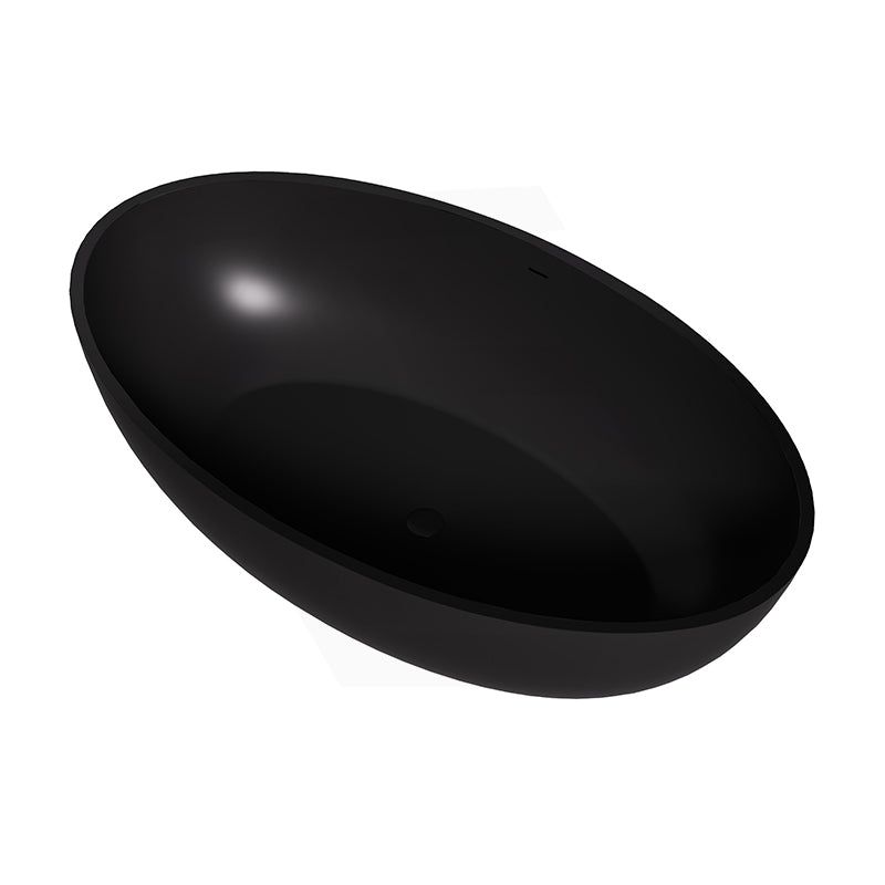 Lukka Kirra Cone Freestanding Bathtub Solid Surface Stone with Overflow 1760x1030x550mm - Matt White/Black