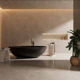 Lukka Kirra Cone Freestanding Bathtub Solid Surface Stone with Overflow 1760x1030x550mm - Matt White/Black