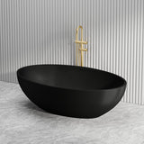 Lukka Kirra Cone Freestanding Bathtub Solid Surface Stone with Overflow 1760x1030x550mm - Matt White/Black