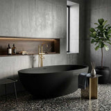 Lukka Kirra Cone Freestanding Bathtub Solid Surface Stone with Overflow 1760x1030x550mm - Matt White/Black