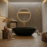 Lukka Kirra Cone Freestanding Bathtub Solid Surface Stone with Overflow 1760x1030x550mm - Matt White/Black