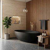 Lukka Kirra Cone Freestanding Bathtub Solid Surface Stone with Overflow 1760x1030x550mm - Matt White/Black