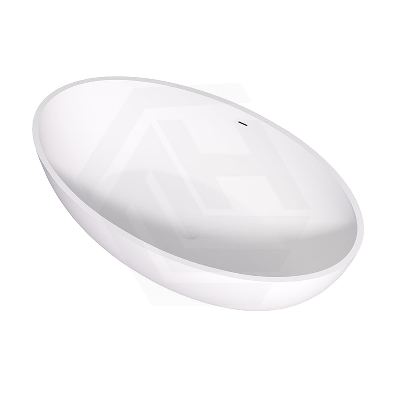 Lukka Kirra Cone Freestanding Bathtub Solid Surface Stone with Overflow 1760x1030x550mm - Matt White/Black