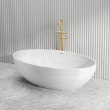 Lukka Kirra Cone Freestanding Bathtub Solid Surface Stone with Overflow 1760x1030x550mm - Matt White/Black