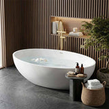 Lukka Kirra Cone Freestanding Bathtub Solid Surface Stone with Overflow 1760x1030x550mm - Matt White/Black
