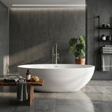 Lukka Kirra Cone Freestanding Bathtub Solid Surface Stone with Overflow 1760x1030x550mm - Matt White/Black
