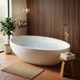 Lukka Kirra Cone Freestanding Bathtub Solid Surface Stone with Overflow 1760x1030x550mm - Matt White/Black