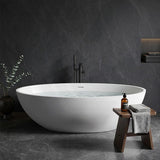 Lukka Kirra Cone Freestanding Bathtub Solid Surface Stone with Overflow 1760x1030x550mm - Matt White/Black