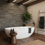 Lukka Kirra Cone Freestanding Bathtub Solid Surface Stone with Overflow 1760x1030x550mm - Matt White/Black