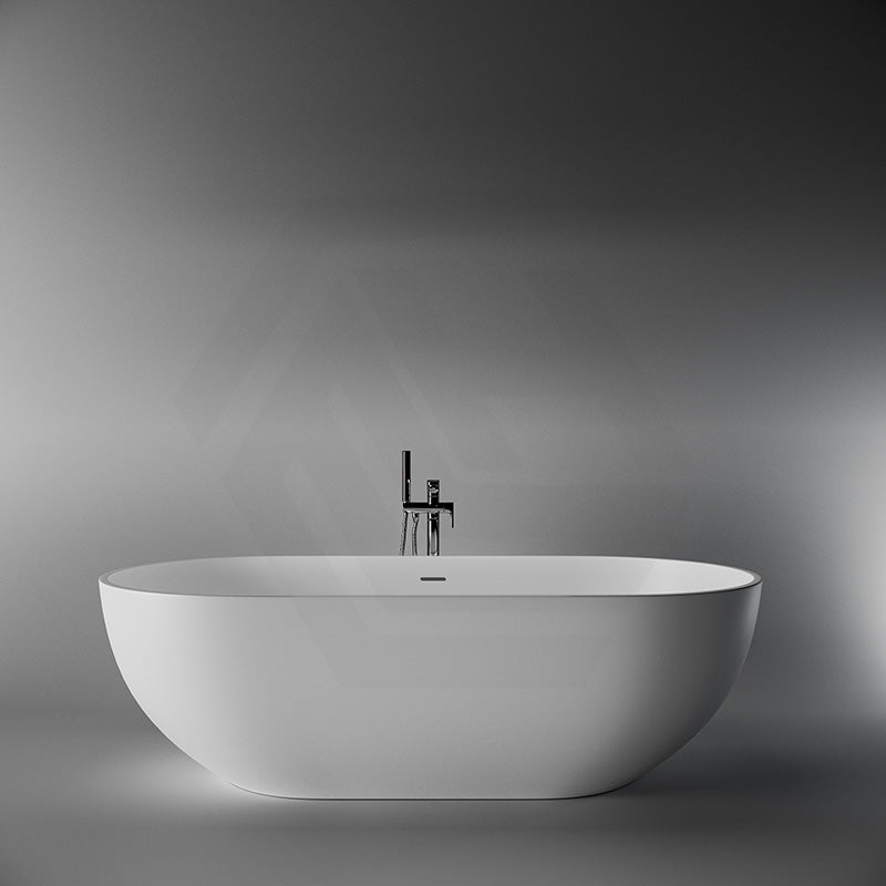 Lukka Kirra 1400/1500/1700mm Oval Solid Surface Stone Freestanding Bathtub with Overflow Matt White