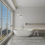 Lukka Kirra 1400/1500/1700mm Oval Solid Surface Stone Freestanding Bathtub with Overflow Matt White