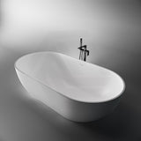 Lukka Kirra 1400/1500/1700mm Oval Solid Surface Stone Freestanding Bathtub with Overflow Matt White
