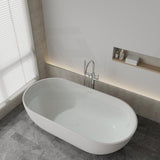 Lukka Kirra 1400/1500/1700mm Oval Solid Surface Stone Freestanding Bathtub with Overflow Matt White