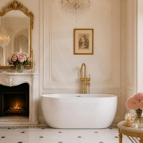 Lukka Kirra Oval Solid Surface Stone Freestanding Bathtub with Overflow 1400/1500/1700mm - Matt White