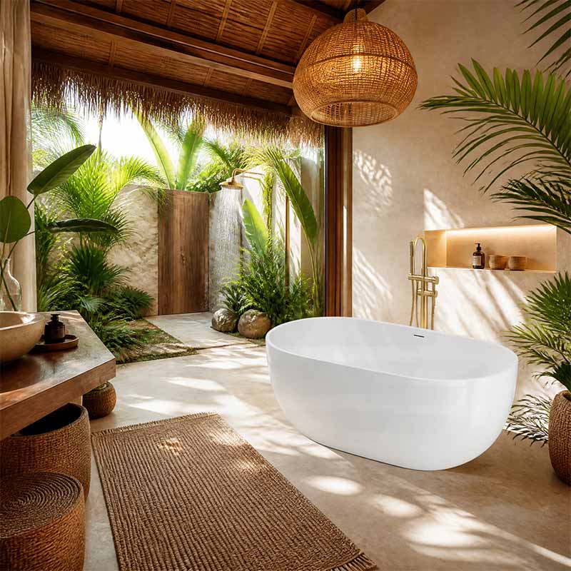Lukka Kirra Oval Solid Surface Stone Freestanding Bathtub with Overflow 1400/1500/1700mm - Matt White