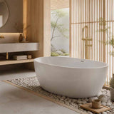 Lukka Kirra Oval Solid Surface Stone Freestanding Bathtub with Overflow 1400/1500/1700mm - Matt White
