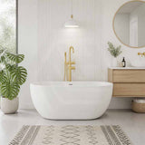 Lukka Kirra Oval Solid Surface Stone Freestanding Bathtub with Overflow 1400/1500/1700mm - Matt White