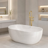 Lukka Kirra Oval Solid Surface Stone Freestanding Bathtub with Overflow 1400/1500/1700mm - Matt White