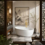 Lukka Kirra Oval Solid Surface Stone Freestanding Bathtub with Overflow 1400/1500/1700mm - Matt White
