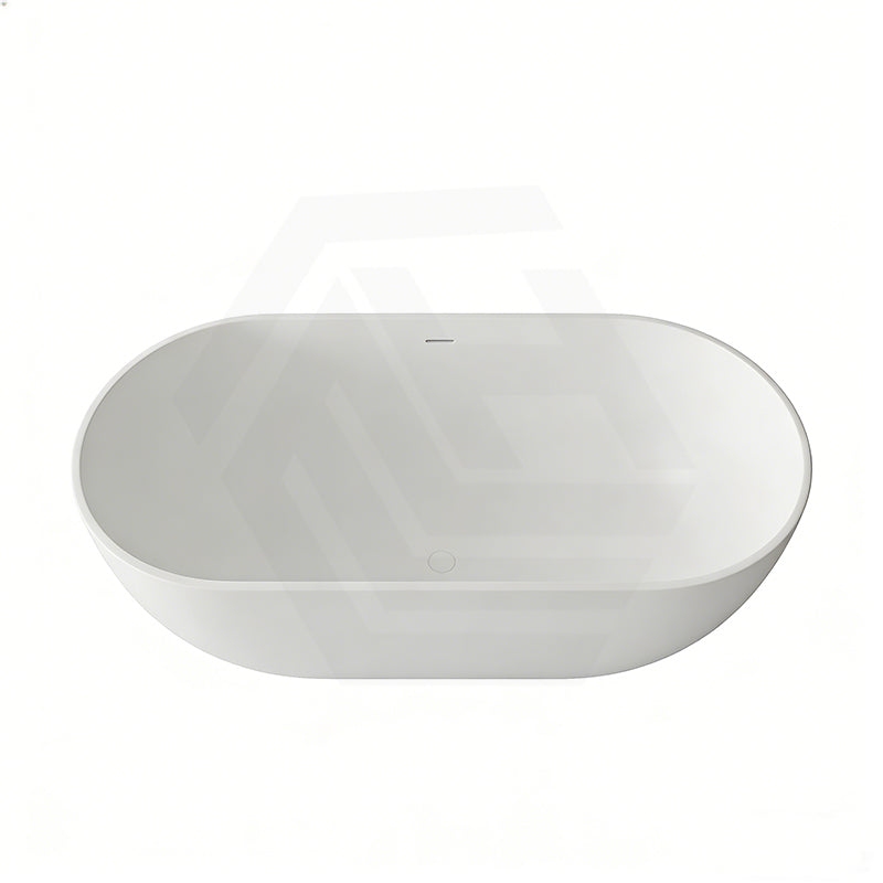 Lukka Kirra 1400/1500/1700mm Oval Solid Surface Stone Freestanding Bathtub with Overflow Matt White