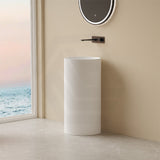 Lukka Olley 450x450x900mm Matt White Freestanding Solid Surface Stone Pedestal Basin
