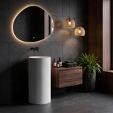 Lukka Olley Freestanding Solid Surface Stone Pedestal Basin 450x450x900mm- Matt White