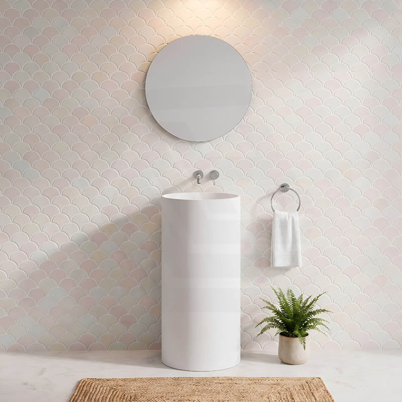 Lukka Olley Freestanding Solid Surface Stone Pedestal Basin 450x450x900mm- Matt White