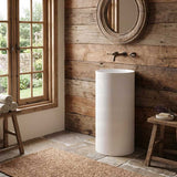 Lukka Olley Freestanding Solid Surface Stone Pedestal Basin 450x450x900mm- Matt White