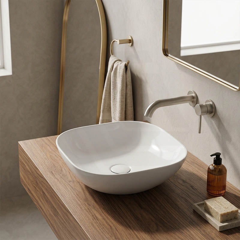 Lukka Perry Solid Surface Stone Above Counter Basin NO Overflow 400/550/630mm - Matt White