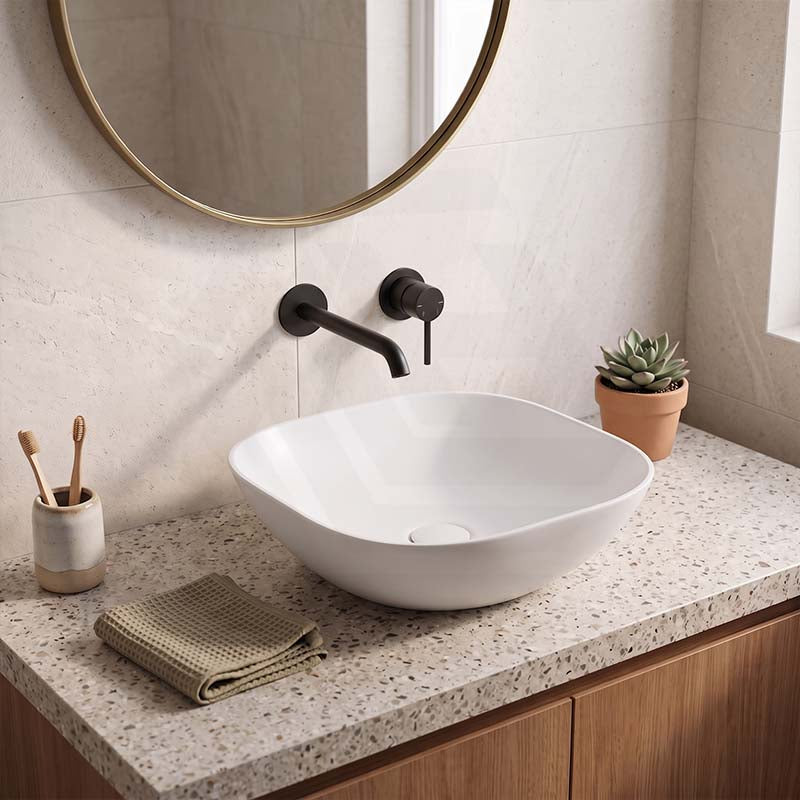 Lukka Perry Solid Surface Stone Above Counter Basin NO Overflow 400/550/630mm - Matt White
