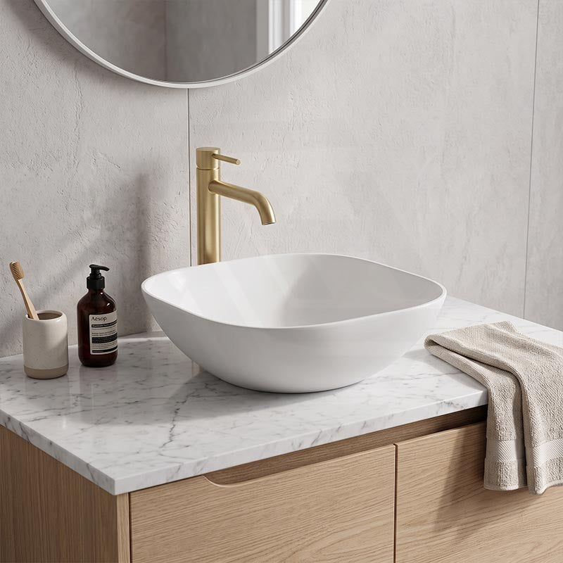 Lukka Perry Solid Surface Stone Above Counter Basin NO Overflow 400/550/630mm - Matt White