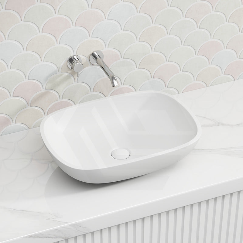 Lukka Perry Solid Surface Stone Above Counter Basin NO Overflow 400/550/630mm - Matt White