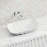 Lukka Perry Solid Surface Stone Above Counter Basin NO Overflow 400/550/630mm - Matt White